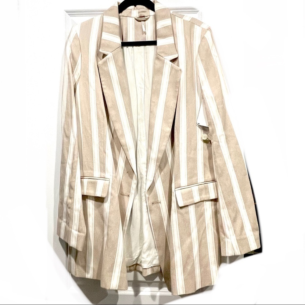 Vertical stripe tunic length blazer by green people - Picture 5 of 12